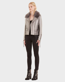 Women | MYTHOS Leather Jacket | Silver