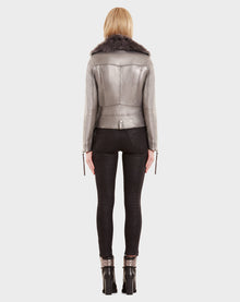 Women | MYTHOS Leather Jacket | Silver