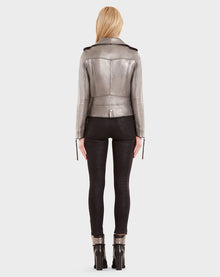 Women | MYTHOS Leather Jacket | Silver