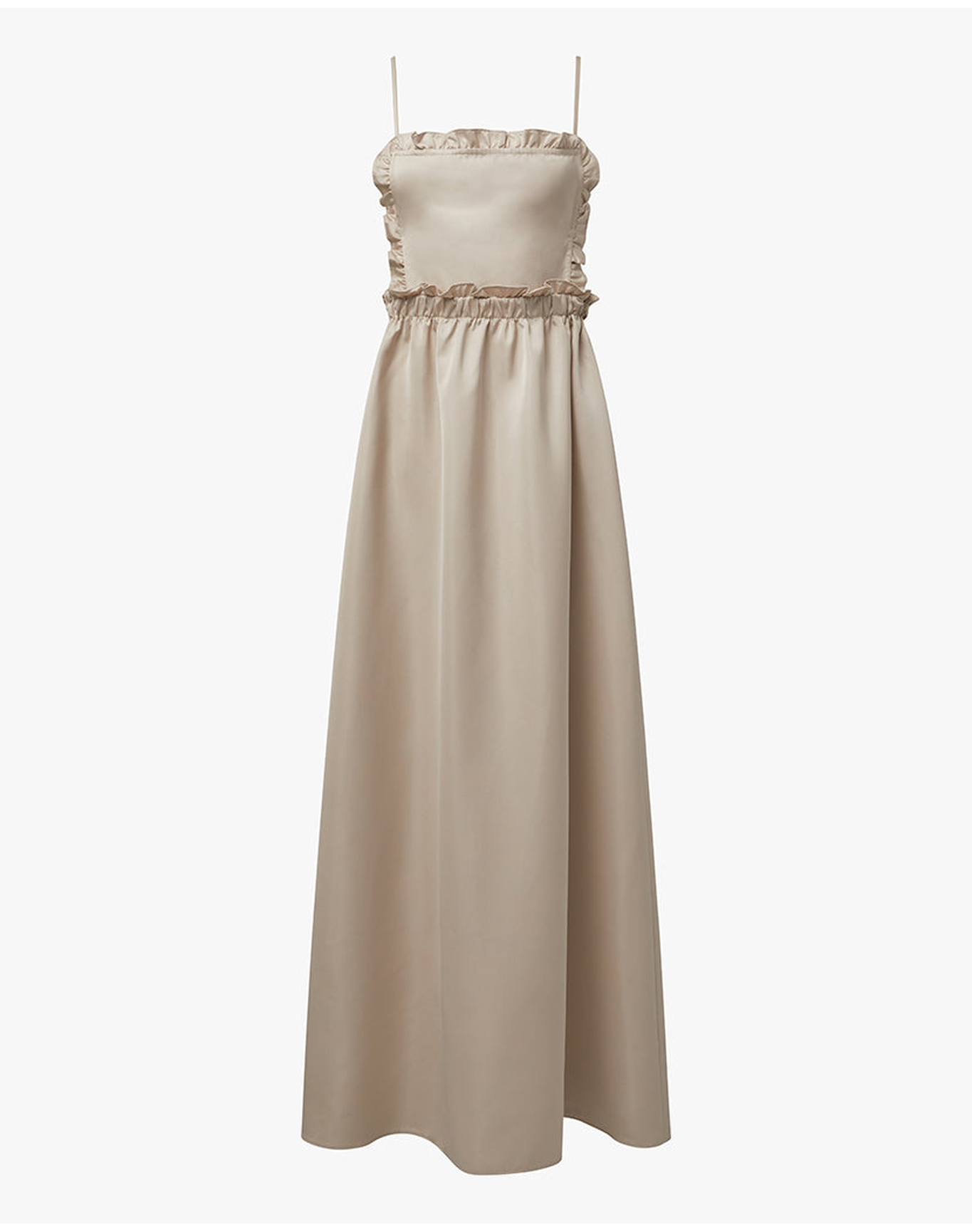 Ruffle Bib Maxi Dress | White Sand