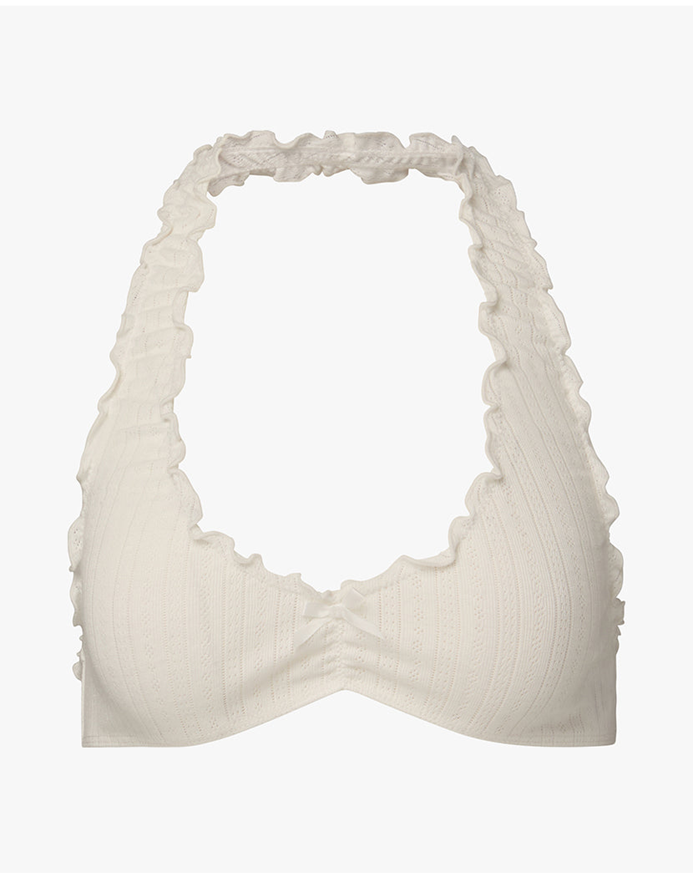 Ruffle Halter Bra | Ivory