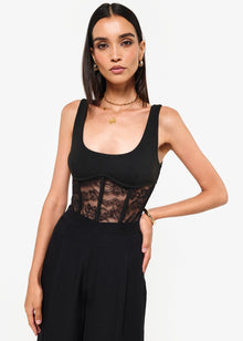 Kimber Lace Corset Bodysuit | Black
