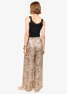 Fabian High Rise Charmeuse Pant | Neutral Paisley