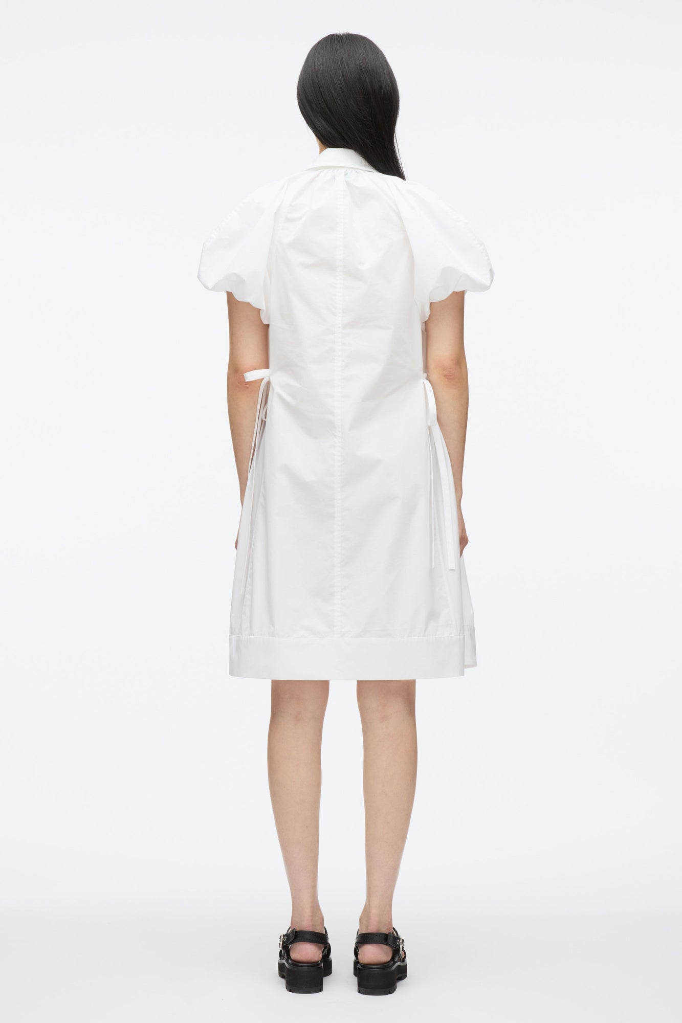 Puff Sleeve Short Shirt Dress | White
