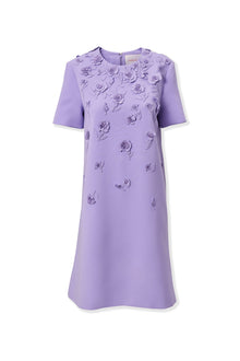 Embroidered Short Sleeve Crewneck Shift Dress | Violeta