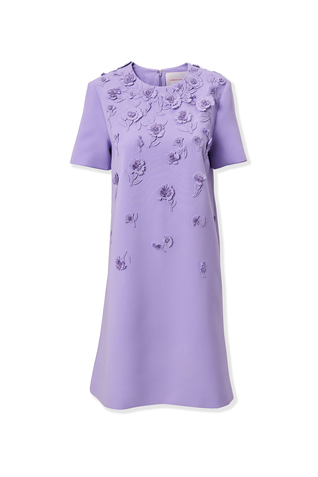 Embroidered Short Sleeve Crewneck Shift Dress | Violeta