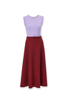 Sleeveless Crewneck A-Line Dress With Belt | Rioja Multi