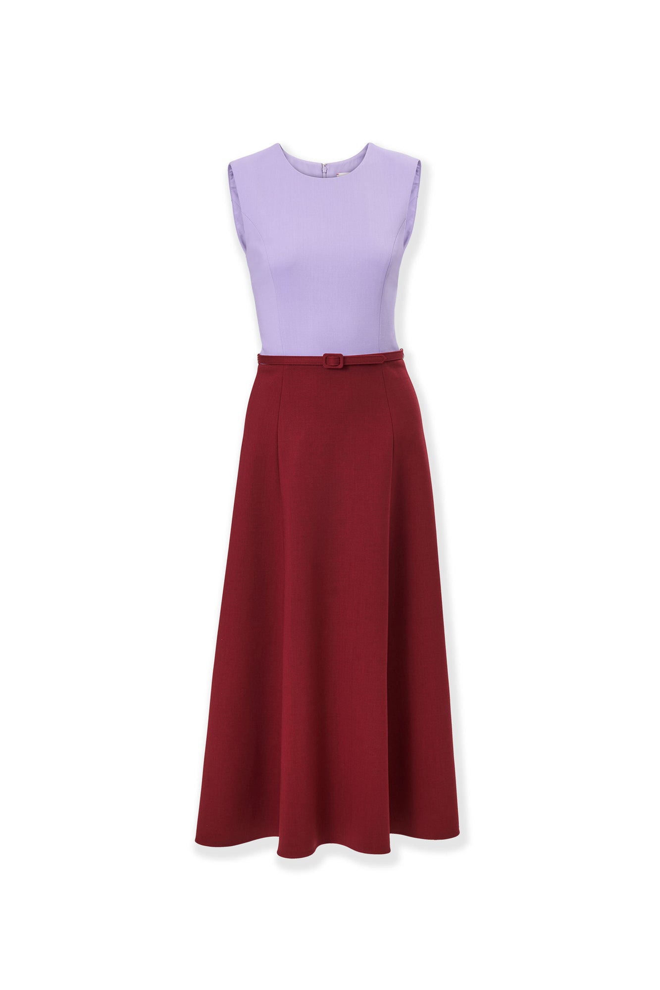 Sleeveless Crewneck A-Line Dress With Belt | Rioja Multi