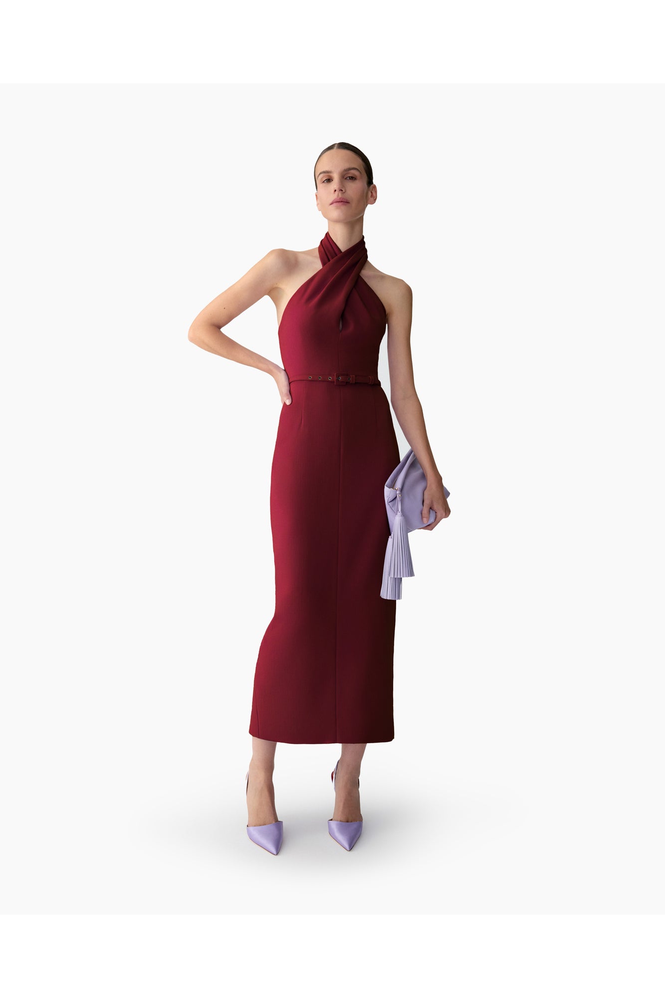 Criss-Cross Halter Neck Midi Dress | Rioja