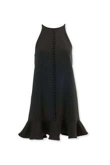 Sleeveless Halter Neck Mini Dress With Ruffle Hem | Black
