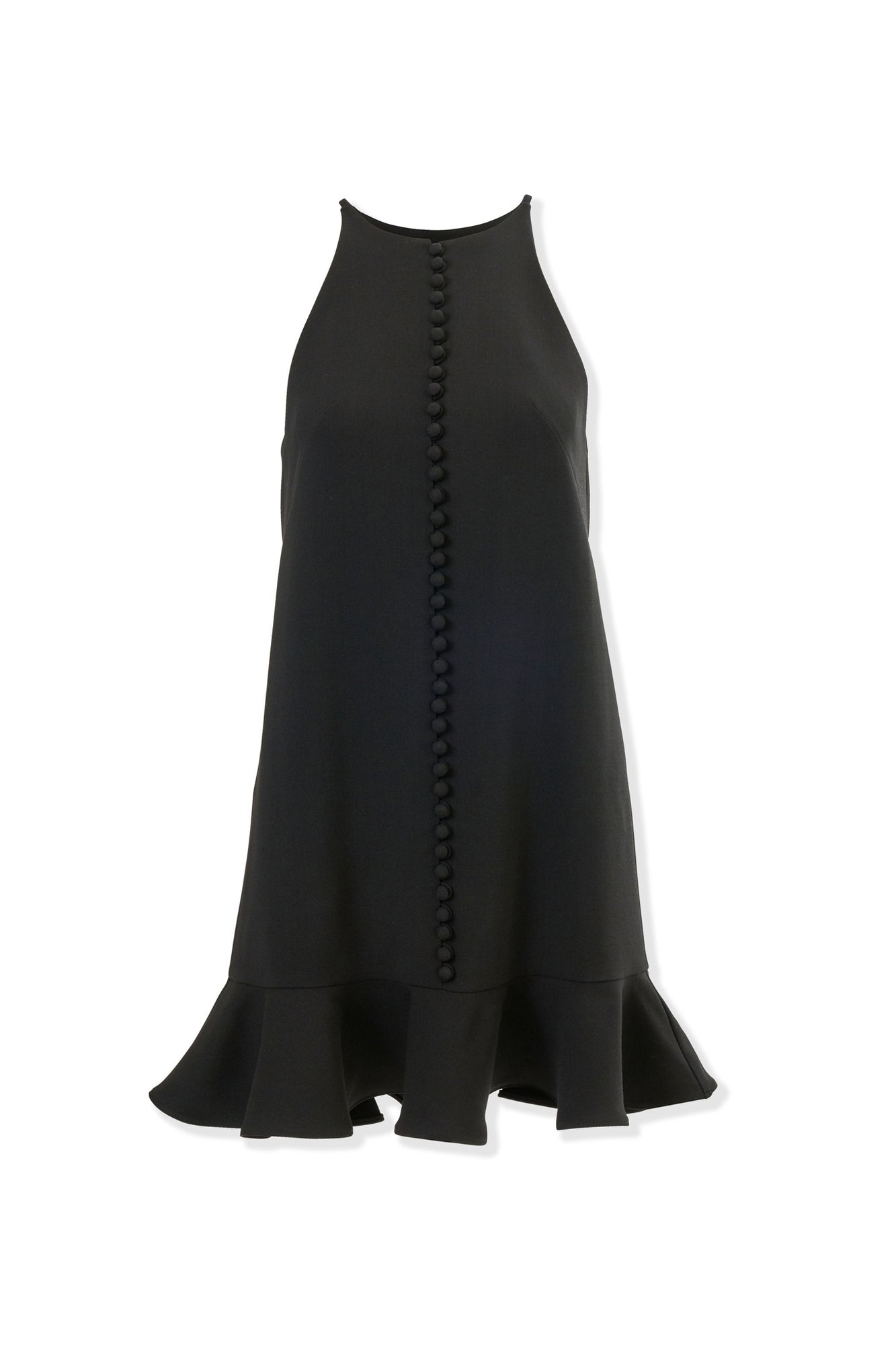Sleeveless Halter Neck Mini Dress With Ruffle Hem | Black