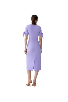 Elbow Tie Sleeve Crewneck Midi Dress | Violeta