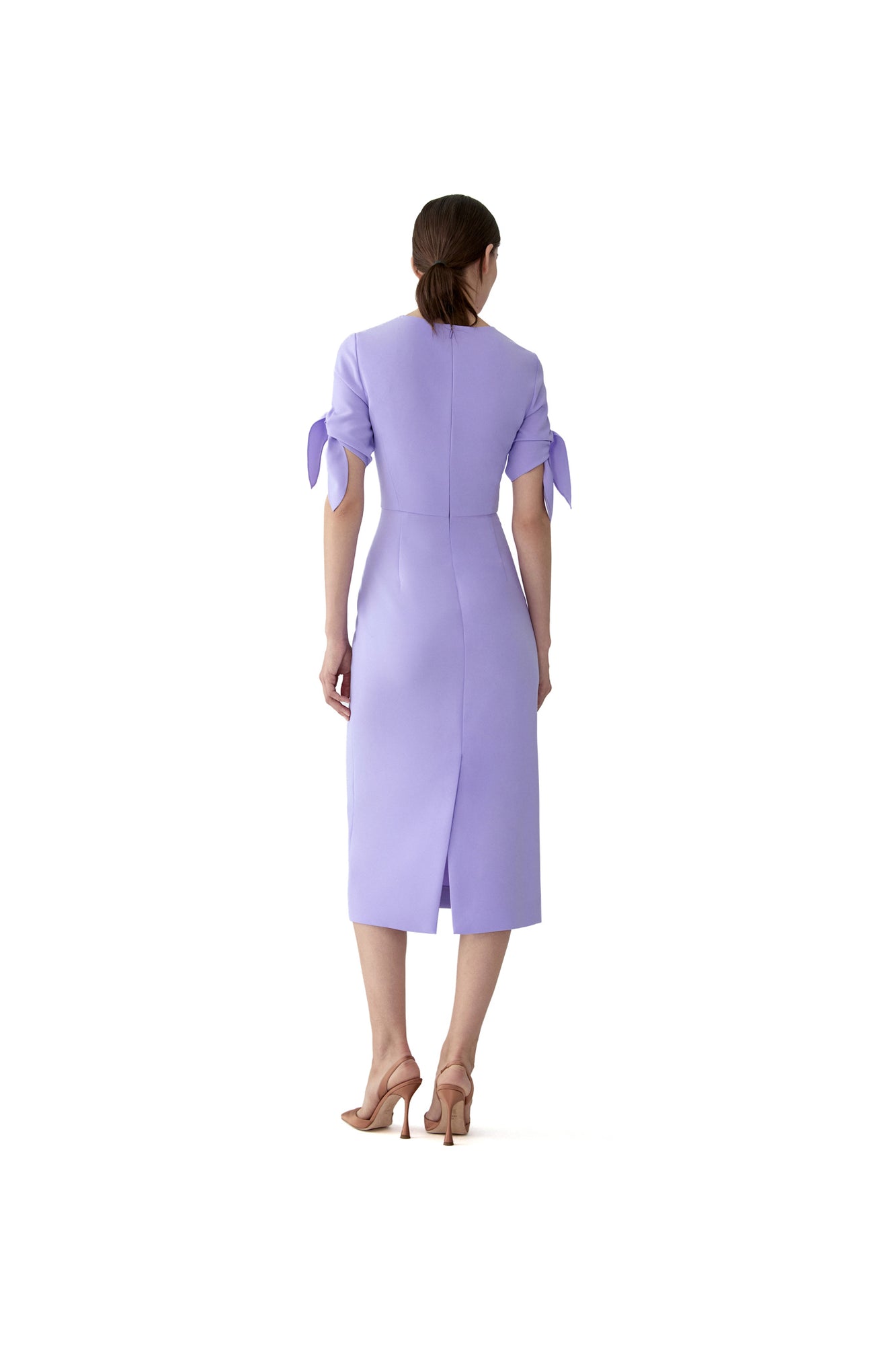 Elbow Tie Sleeve Crewneck Midi Dress | Violeta