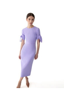 Elbow Tie Sleeve Crewneck Midi Dress | Violeta