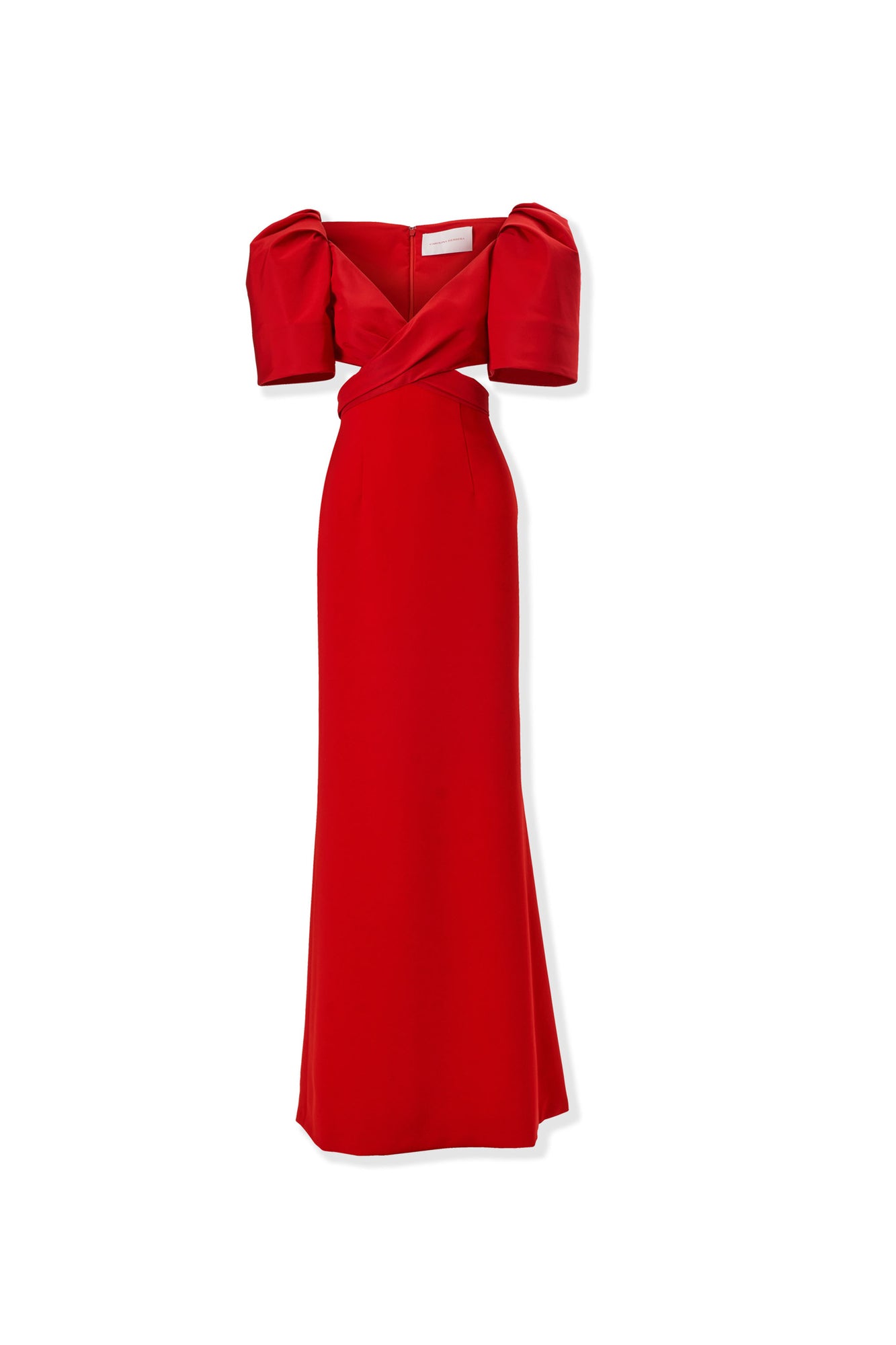 Bell Sleeve V-Neck Cross Front Gown With Cutout | Herrera Red