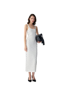 Embroidered Sleeveless Scoop Neck Midi Dress | White Multi