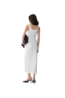 Embroidered Sleeveless Scoop Neck Midi Dress | White Multi