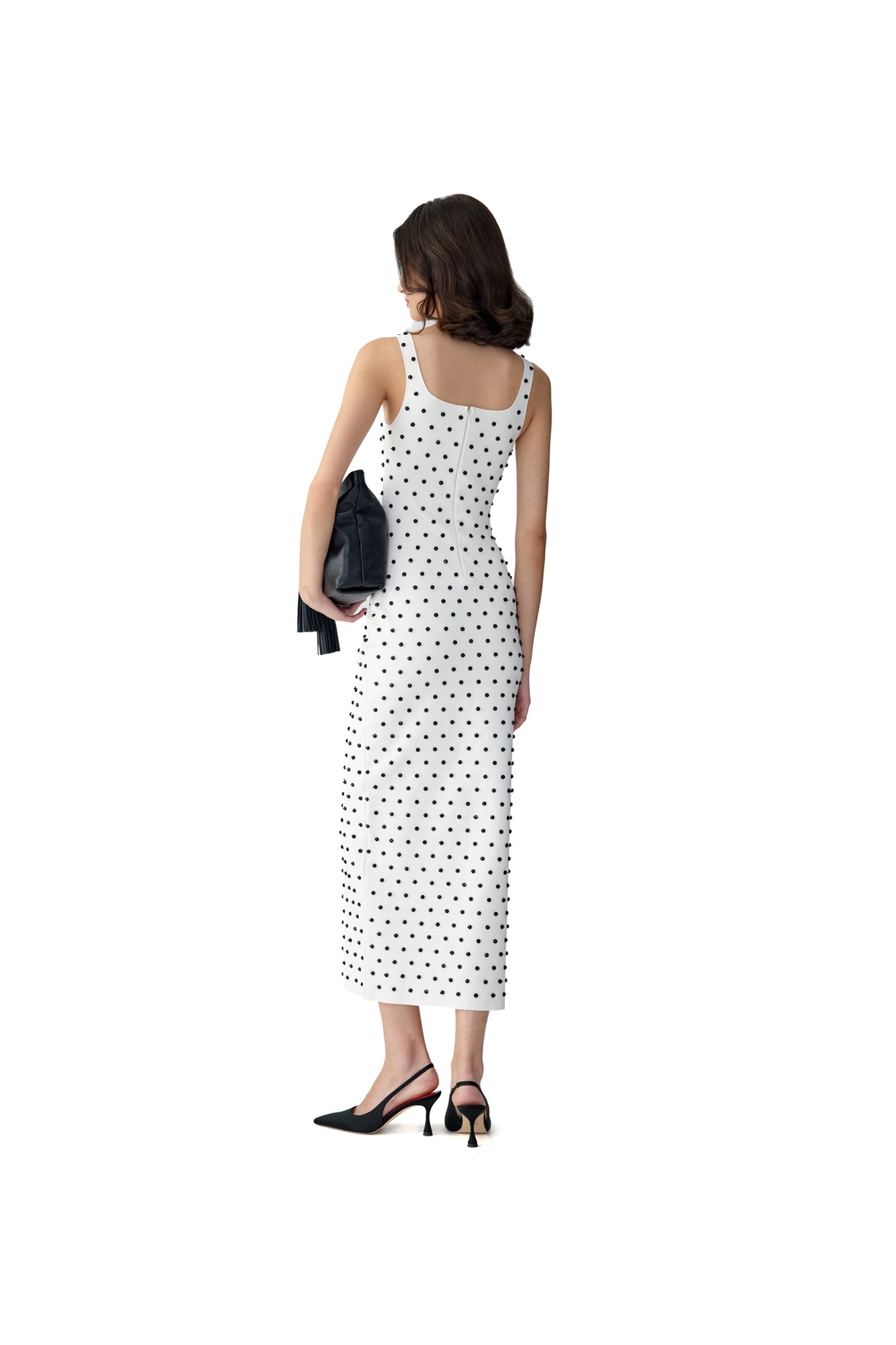 Embroidered Sleeveless Scoop Neck Midi Dress | White Multi