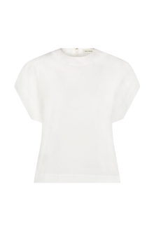 Cotton Poplin Short Sleeve Top | White