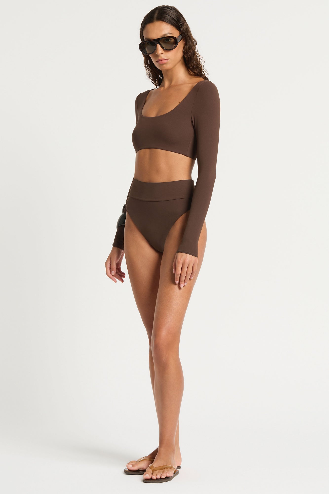 Halle Long Sleeve Crop | Espresso