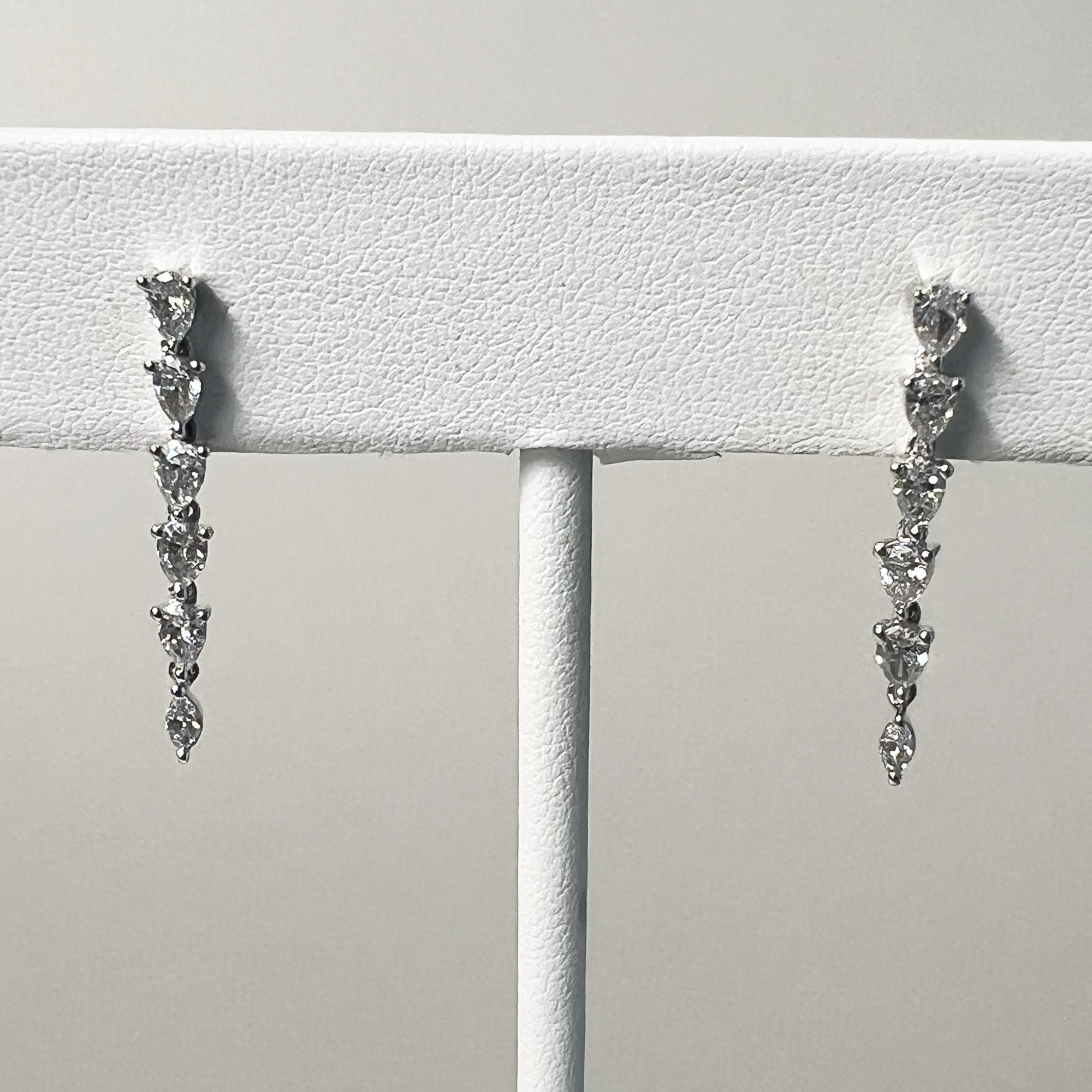 Dangle Earrings | 14K White Gold | 1.1CTW (Approx) Pear Shape White Lab Diamond