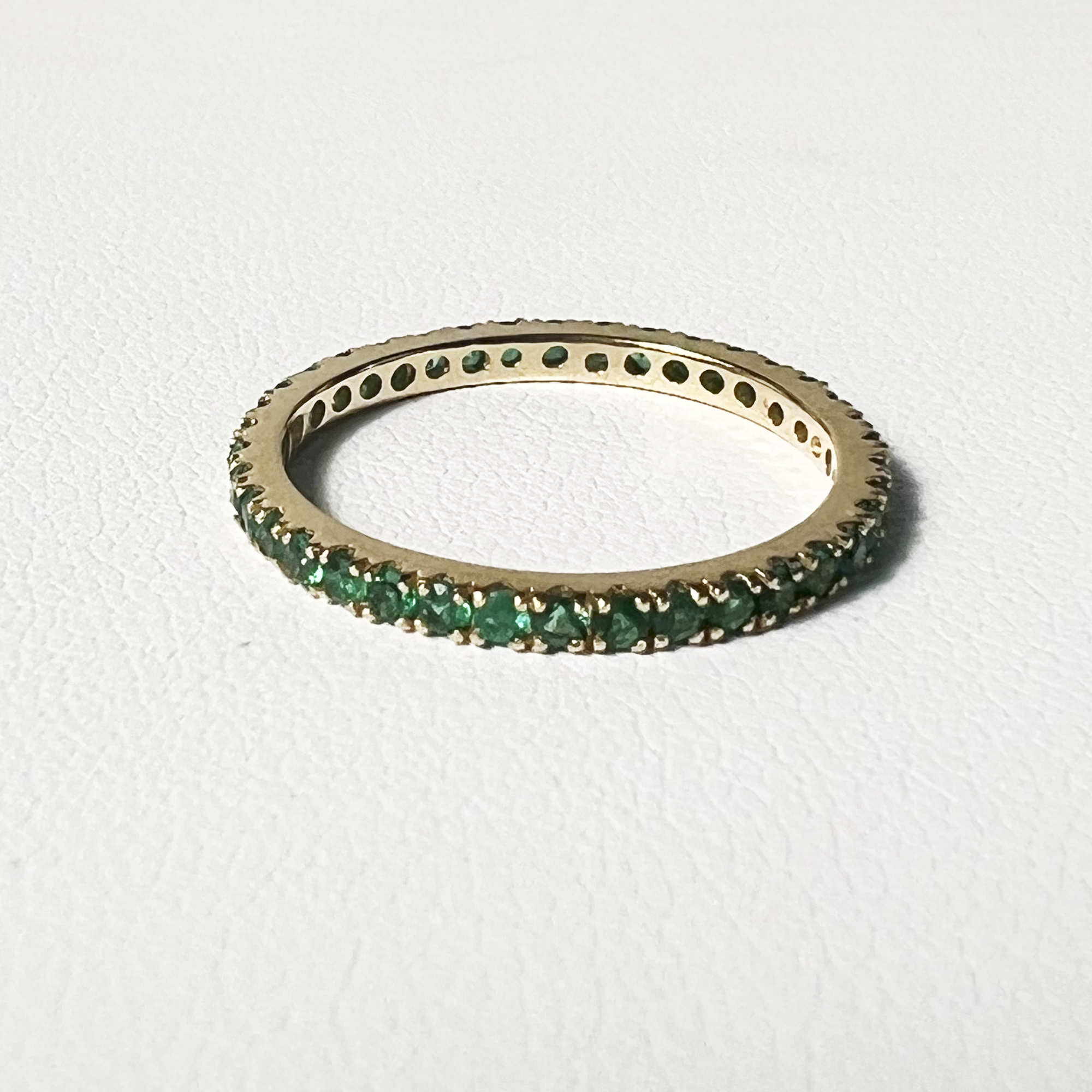 Pave Eternity Band | 14K Yellow Gold | 0.58 CTW Green Emerald