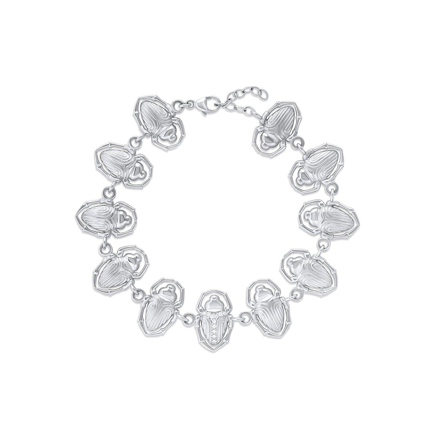 Women | Scarab Protection Bracelet | 14k White Gold