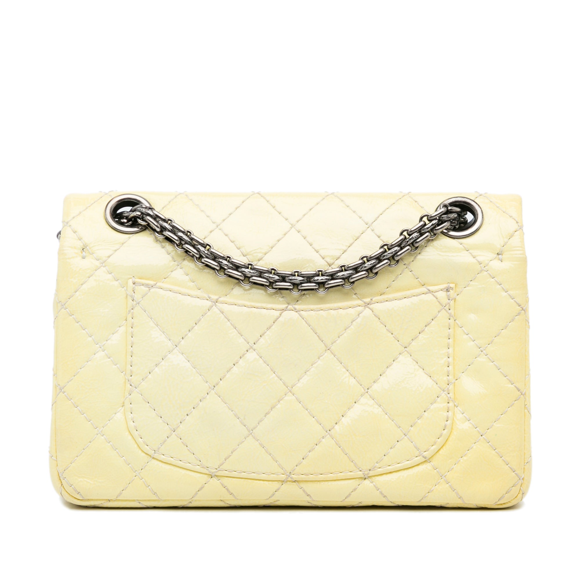 Chanel | Pre-Owned Mini Reissue 2.55 Patent Double Flap | Yellow/Light Yellow