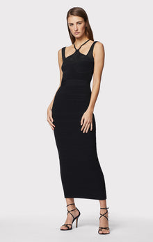 Gathered Bustier Halter Gown | Black