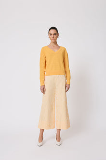 Striped Seersucker Wide Leg Pant | Mango