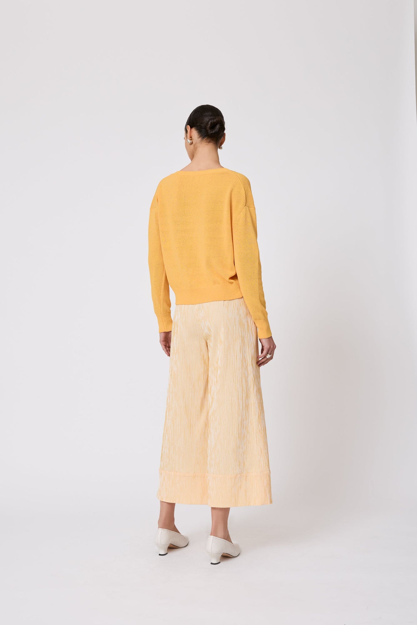 Striped Seersucker Wide Leg Pant | Mango