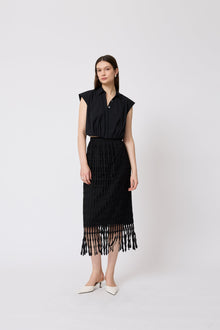 Cotton Poplin Sleeveless Shirt | Black