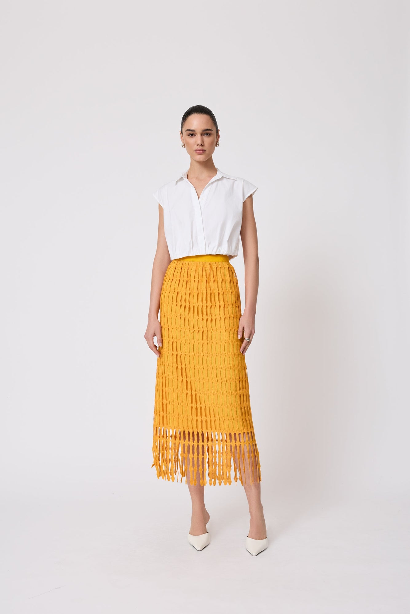 Fringe Lace Pencil Skirt | Mango