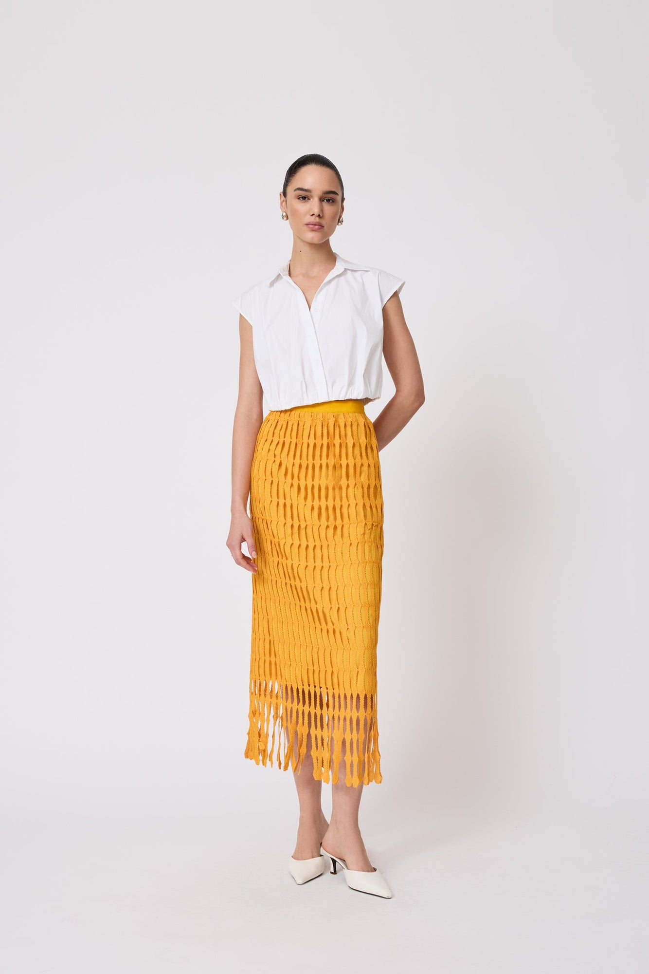 Fringe Lace Pencil Skirt | Mango