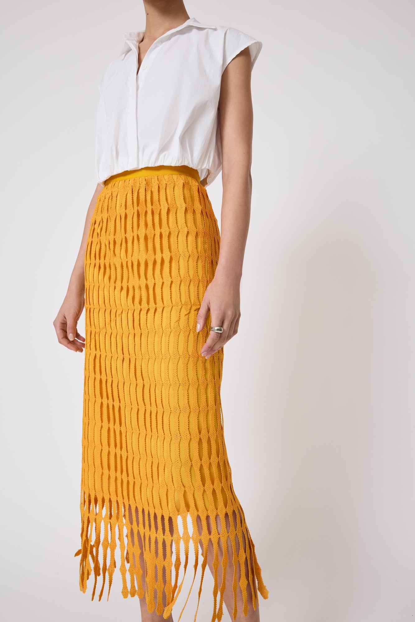 Fringe Lace Pencil Skirt | Mango