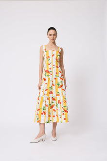 Cherry Printed Cotton Tiered Dress | Mango Multi