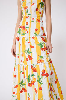 Cherry Printed Cotton Tiered Dress | Mango Multi
