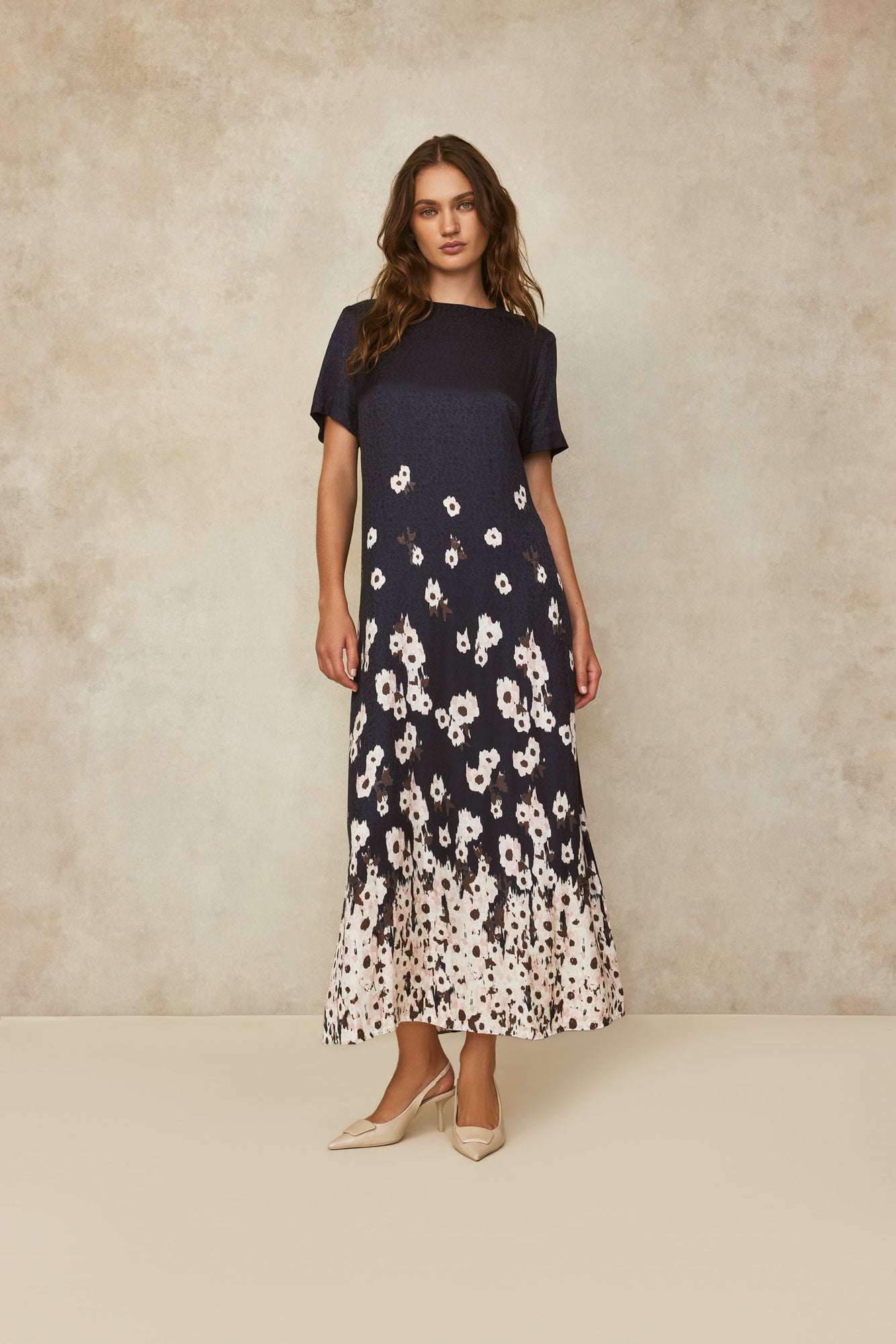 Floral Crepe Maxi Dress | Navy Multi