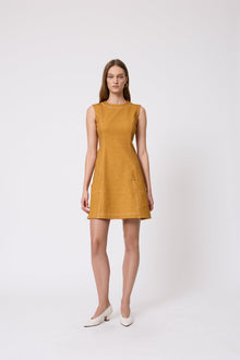Stretch Denim Seamed A-Line Dress | Ochre