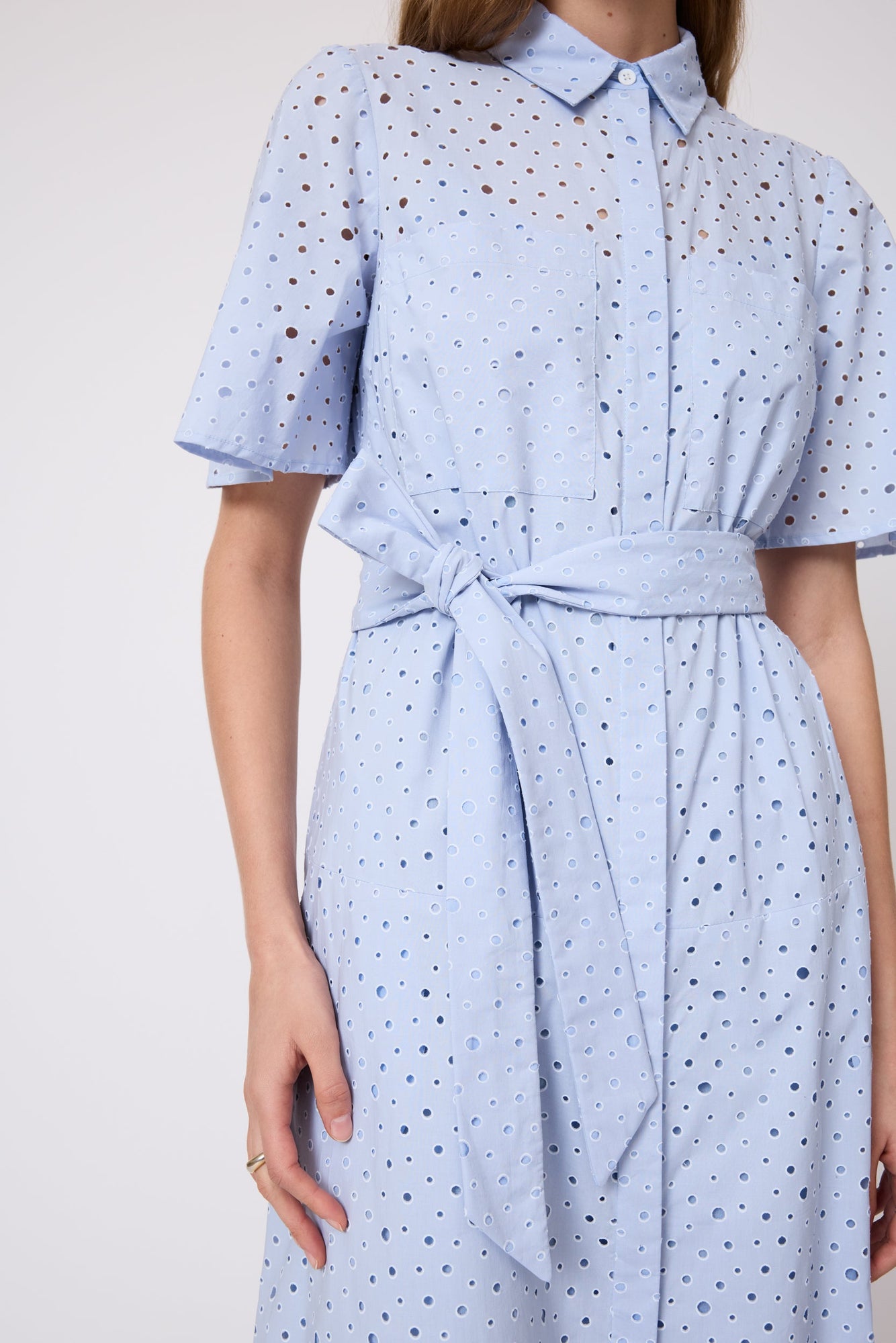 Polka Dot Eyelet Shirt Dress | Cloud