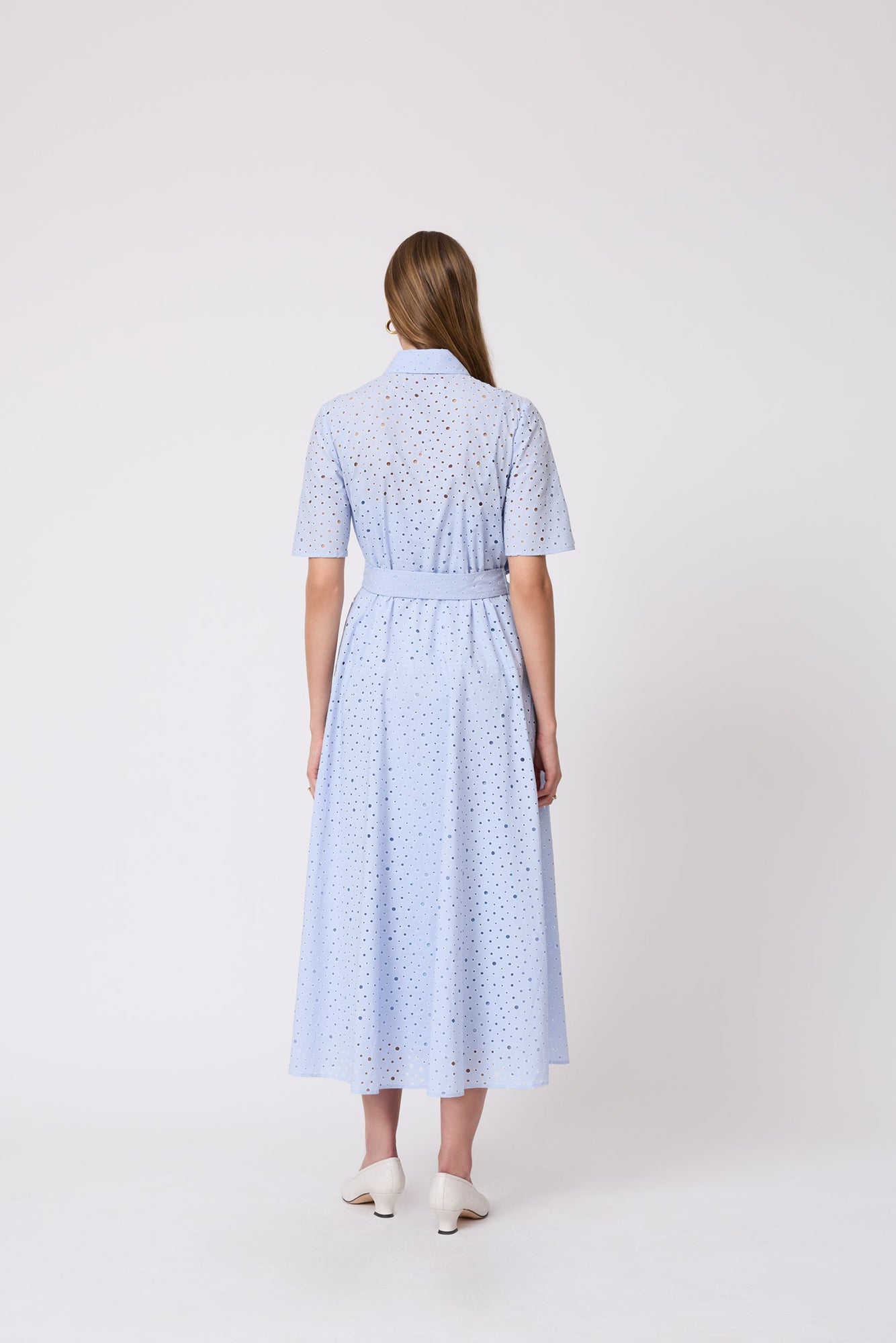 Polka Dot Eyelet Shirt Dress | Cloud