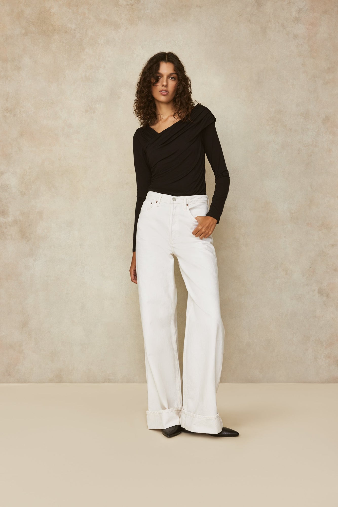 Jersey Draped Top | Black