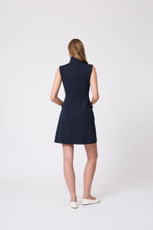 Stretch Cotton Vest Dress | Navy
