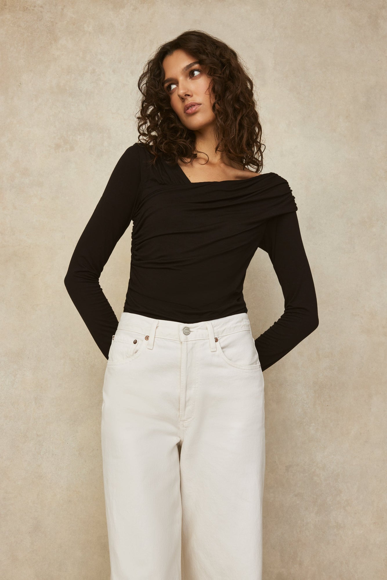 Jersey Draped Top | Black