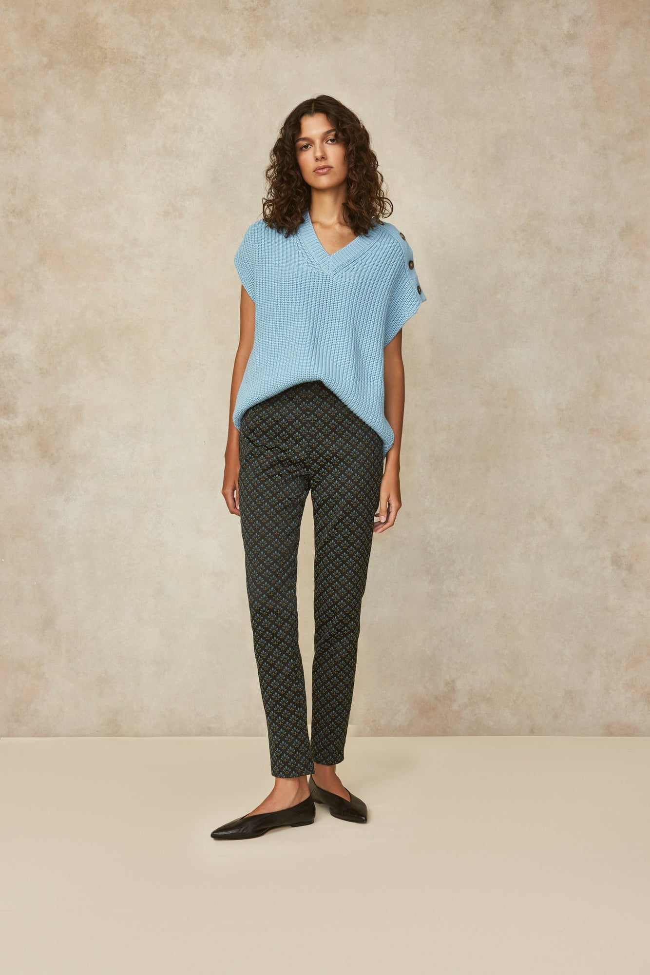 Button Detail Sleeveless Sweater | Frost