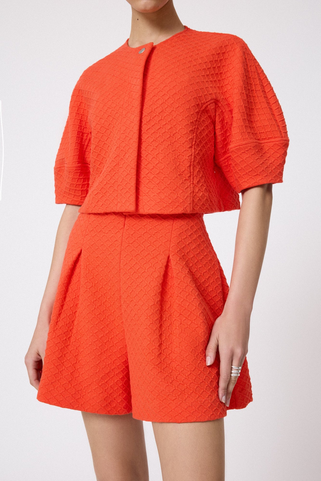 Textured Jersey Jacket | Vermillion