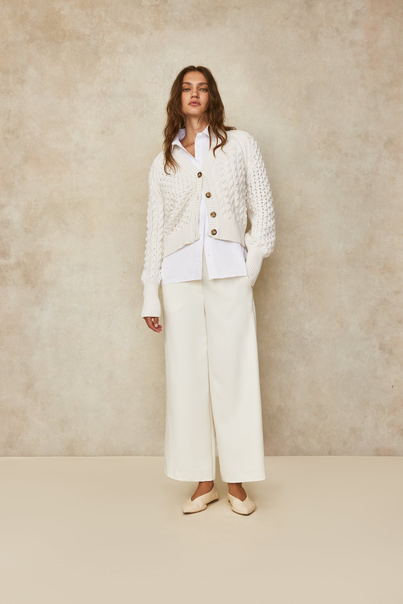 Cable Knit Cardigan | Ivory