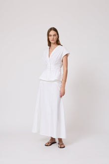 Cotton Poplin Tie Top | White