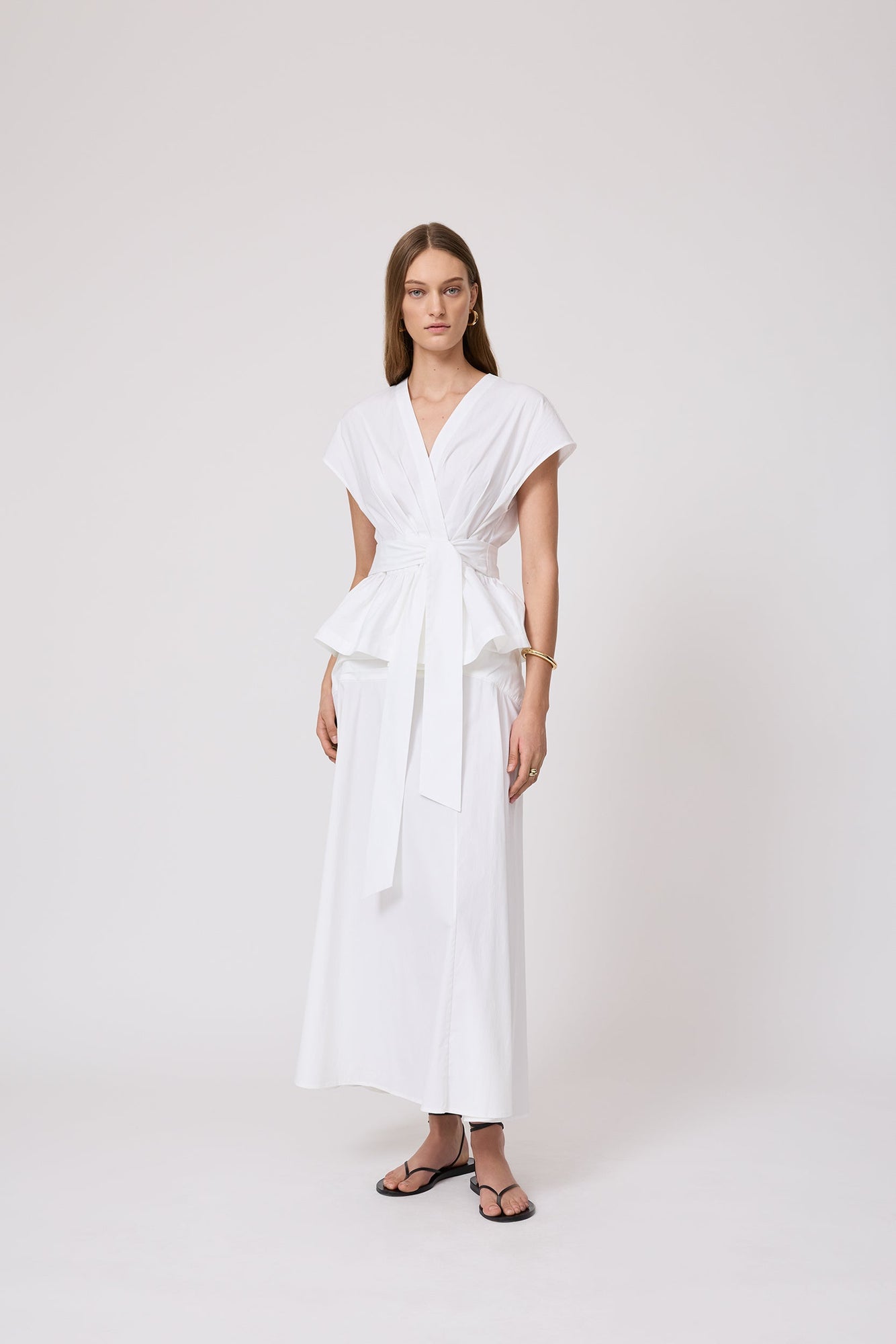 Cotton Poplin Tie Top | White