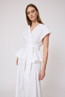 Cotton Poplin Tie Top | White